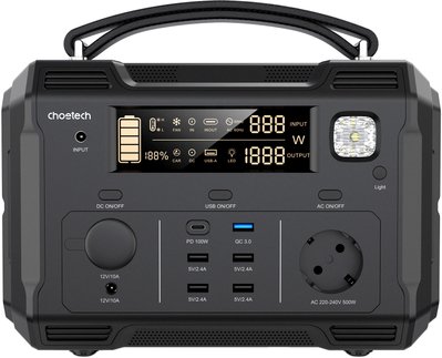 Зарядна станція Choetech BS004 (500Вт/г) QC 3.0, USB-C PD100 Вт Т840228 фото