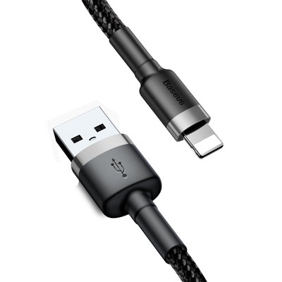 Кабель Baseus Cafule Cable USB For Lightning 2.4A 1m Gray+Black CALKLF-BG1 фото