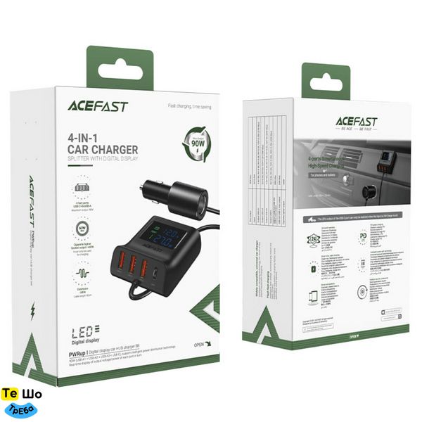 Автомобільний зарядний пристрій ACEFAST B8 digital display car HUB charger (AFB8) AFB8 фото