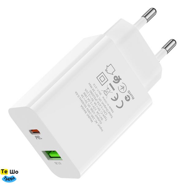 Зарядное устройство BOROFONE BA56A Lavida dual port PD20W+QC3.0 charger White (BA56AW) BA56AW фото