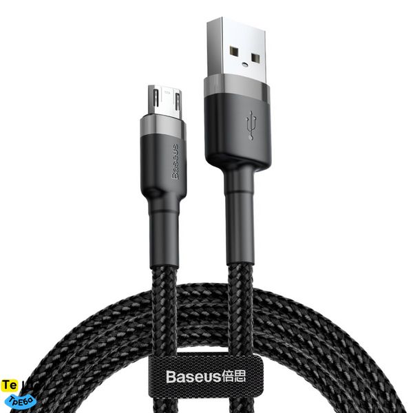 Кабель Baseus cafule Cable USB For Micro 2.4A 0.5M Gray+Black CAMKLF-AG1 фото