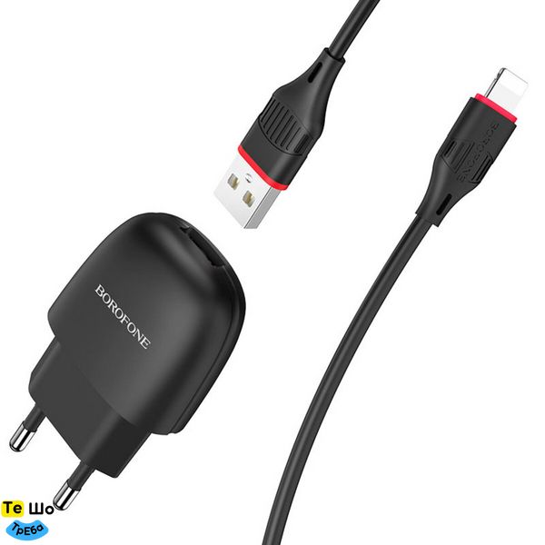 Зарядное устройство BOROFONE BA49A Vast power single port charger set(Lightning) Black (BA49ALB) BA49ALB фото