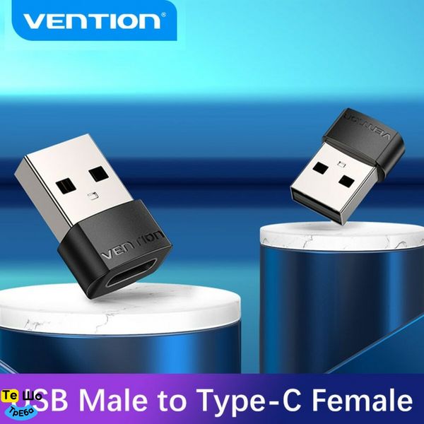 Адаптер Vention USB 2.0 Male to USB-C Female Adapter Black PVC Type (CDWB0) CDWB0 фото