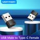 Адаптер Vention USB 2.0 Male to USB-C Female Adapter Black PVC Type (CDWB0) CDWB0 фото 3