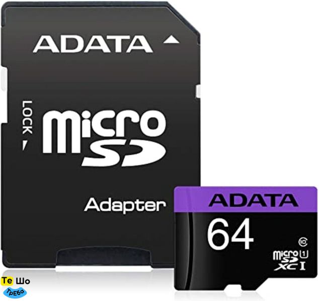 Карта пам'яті A-DATA Premier 64Gb(adapter SD)(AUSDX64GUICL10-RA1) AUSDX64GUICL10-RA1 фото