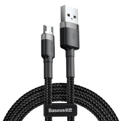 Кабель Baseus Cafule Cable USB For Micro 2.4A 1m Gray+Black CAMKLF-BG1 фото