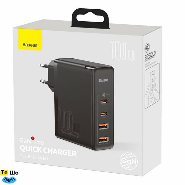 Зарядний пристрій Baseus GaN2 Pro Quick Charger 2C+2U 100W EU Black (CCGAN2P-L01) CCGAN2P-L01 фото