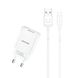 Сетевой Зарядное устройство Usams T21 Charger kit T18 single USB EU charger +Uturn Lightning cable White (T21OCLN01) T21OCLN01 фото 1