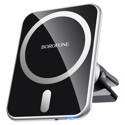 Тримач для мобільного BOROFONE BH43 Xperience magnetic wireless charging car holder Black+Silver BH43BS фото