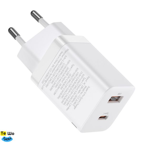 Зарядний пристрій Baseus Super Si Pro Quick Charger C+U 30W EU White (CCSUPP-E02) CCSUPP-E02 фото