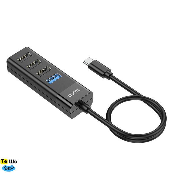 Кабель-переходник HOCO HB25 Easy mix 4-in-1 converter(Type-C to USB3.0+USB2.0*3) Black 6931474762429 фото