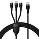 Кабель Baseus Flash Series Ⅱ One-for-three Fast Charging Cable Type-C to M+L+C 100W 1.5m Black CASS030201 фото 1