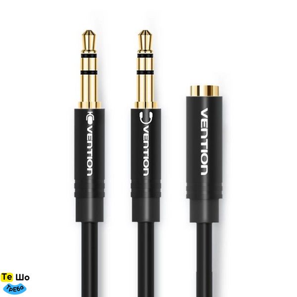 Кабель Vention 2*3.5mm Male to 4 Pole 3.5mm Female Audio Cable 0.3M Black ABS Type (BBTBY) BBTBY фото