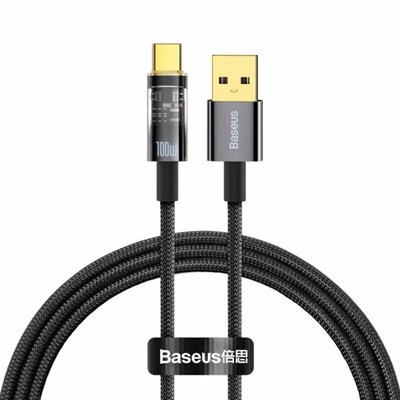 Кабель Baseus Explorer Series Auto Power-Off Fast Charging Data Cable USB to Type-C 100W 2m Black CATS000301 фото
