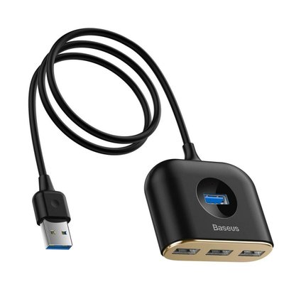 USB-Hub Baseus Square round 4 in 1 USB HUB Adapter(USB3.0 TO USB3.0*1+USB2.0*3) 1m Black CAHUB-AY01 фото