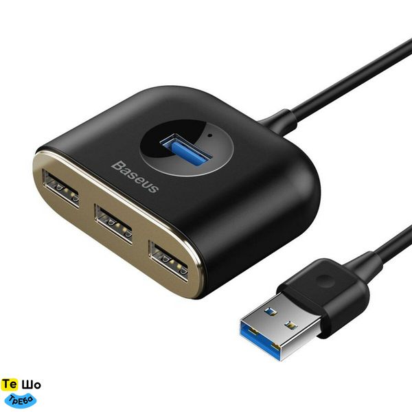 USB-Hub Baseus Square round 4 in 1 USB HUB Adapter(USB3.0 TO USB3.0*1+USB2.0*3) 1m Black CAHUB-AY01 фото