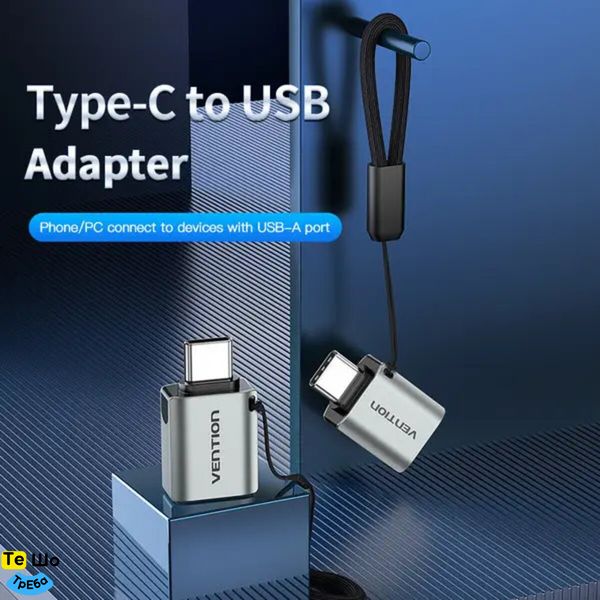 Кабель Vention USB-C Male to USB 3.0 Female OTG Adapter Gray Aluminum Alloy Type (CDQH0) CDQH0 фото