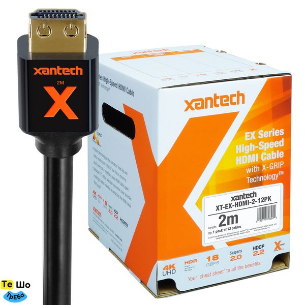 Кабель HDMI 2.0 м Xantech XT-EX-HDMI-2 xnt.00118 xnt.00118 фото