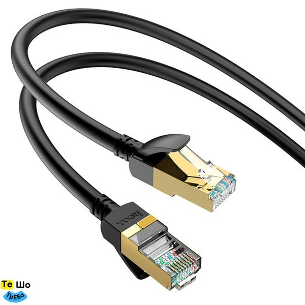 Кабель HOCO US02 Level pure copper gigabit ethernet cable(L=1M) Black 6931474761958 фото