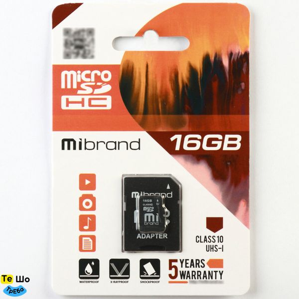 Карта пам'яті Mibrand 16Gb (adapter SD)(MICDHU1/16GB-A) MICDHU1/16GB-A фото