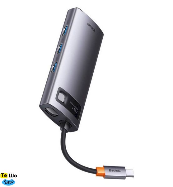 USB-Hub Baseus Metal Gleam Series 7-in-1 Multifunctional Type-C HUB Docking Station Gray （Type-C to HDMI*1+USB3.0*3+PD*1+VGA*1+RJ45*1） WKWG040013 фото