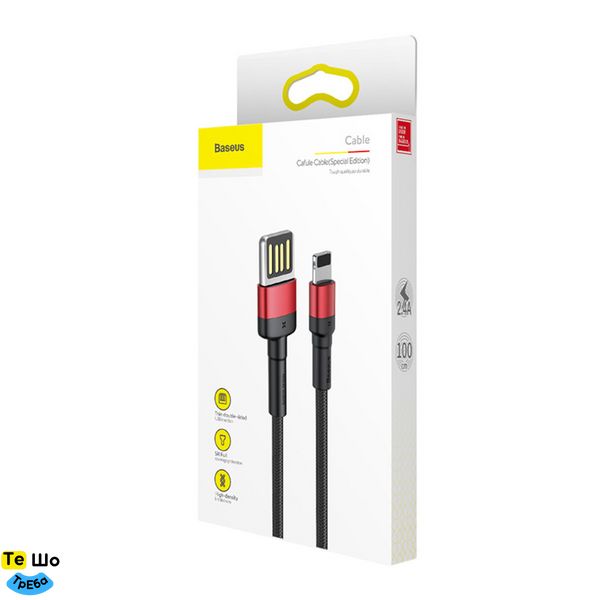 Кабель Baseus Cafule Cable（Special Edition）USB For iP 1m Red+Black CALKLF-G91 фото